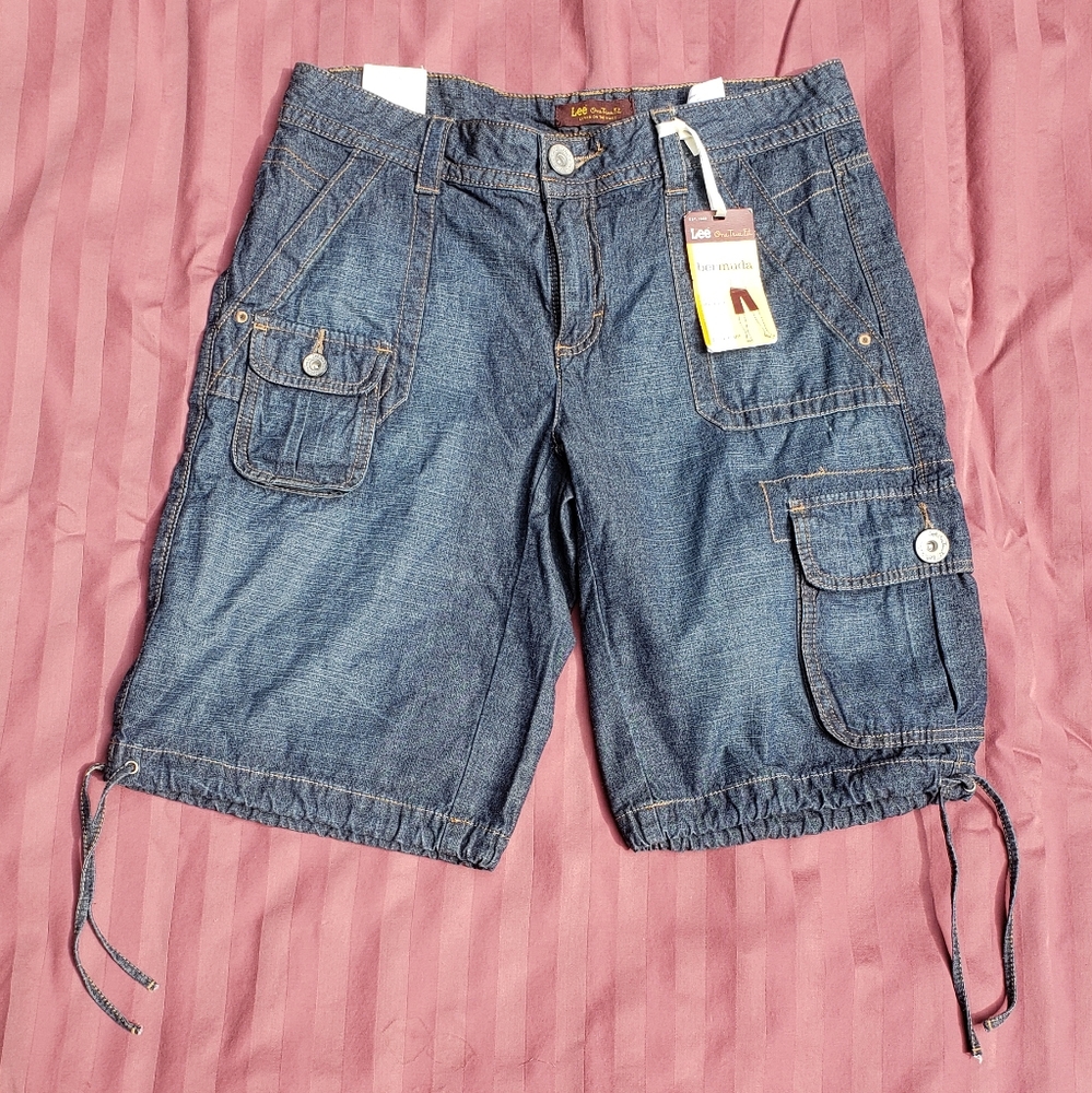 NWT Lee denim bermuda long length, lower on the waist